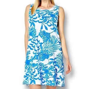 Lilly Pulitzer XXS Blue Floral Eliza Dress Pima Cotton Glisten in the Sun Resort